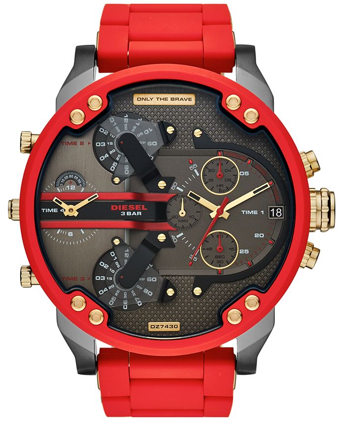 Diesel Men's Chronograph Mr. Daddy 2.0 Red Silicone & Stainless Steel ...