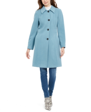 Anne klein single hot sale breasted wool coat powder