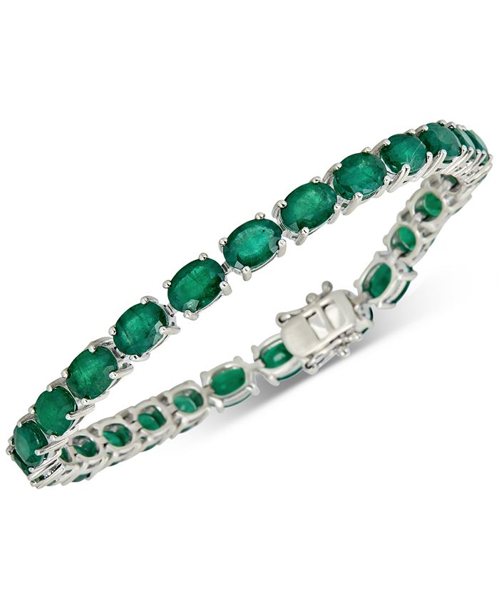emerald bracelet Macy's Emerald Tennis Bracelet (20 ct. t.w.) in Sterling Silver & Reviews -  Bracelets - Jewelry & Watches - Macy's
