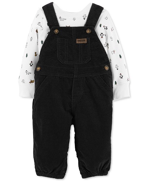 Carter's Baby Boys 2Pc. Cotton HolidayPrint Top & Corduroy Overalls