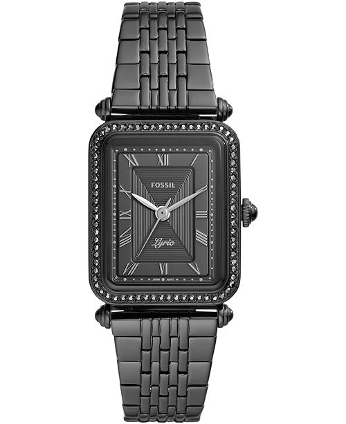 Fossil Women S Lyric Black Stainless Steel Bracelet Watch 28mm Reviews Watches Jewelry Watches Macy S