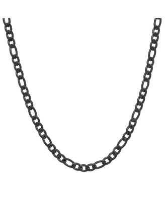 Men's black IP Plated Stainless Steel Figaro Chain Link Necklaces