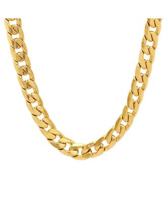 Men's 18k gold Plated Stainless Steel Accented 6mm Cuban Chain 24" Necklaces