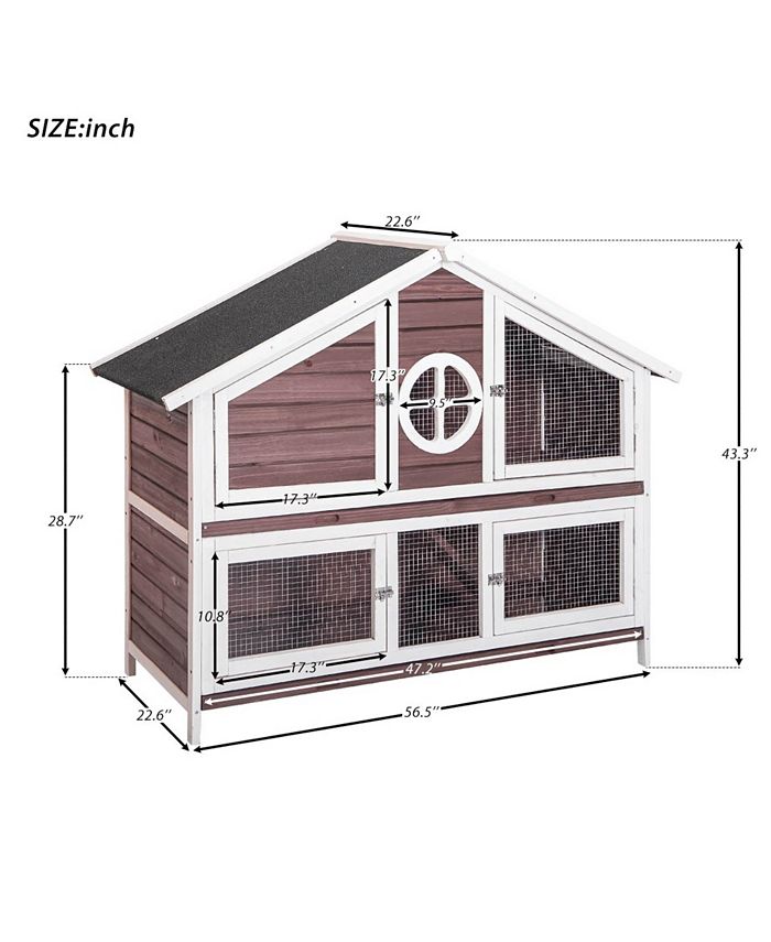 PurLove Rabbit Hutch Wood House Pet Cage for Small Animals Macy's