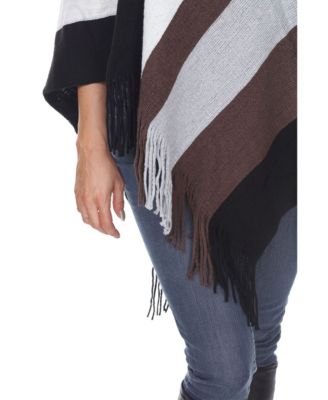 White Mark Plus Size Olenna Fringe Poncho