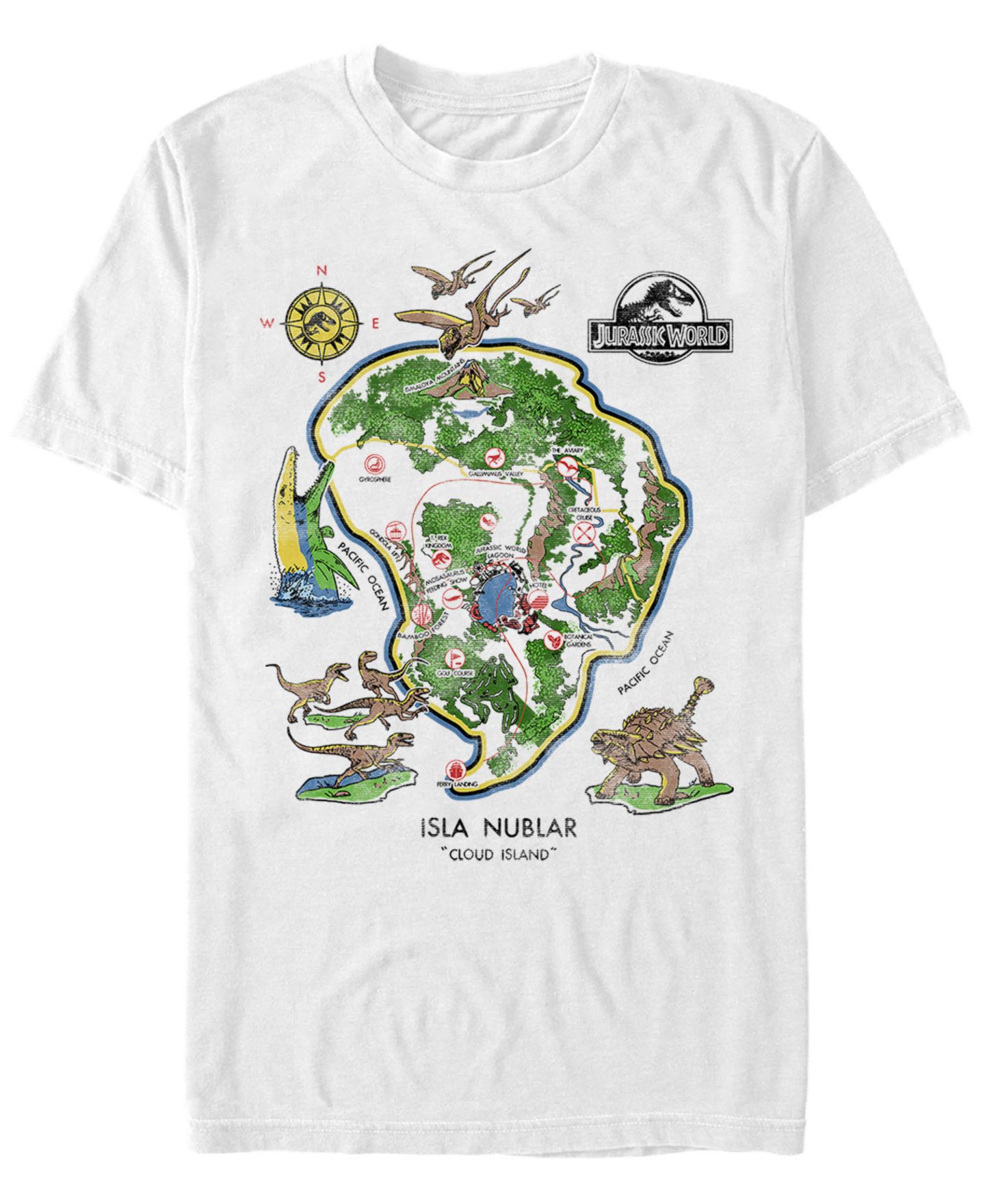 Мужская футболка Fifth Sun Jurassic World Isla Nublar Cloud Island Short Sleeve, цвет: Белый — фото 1