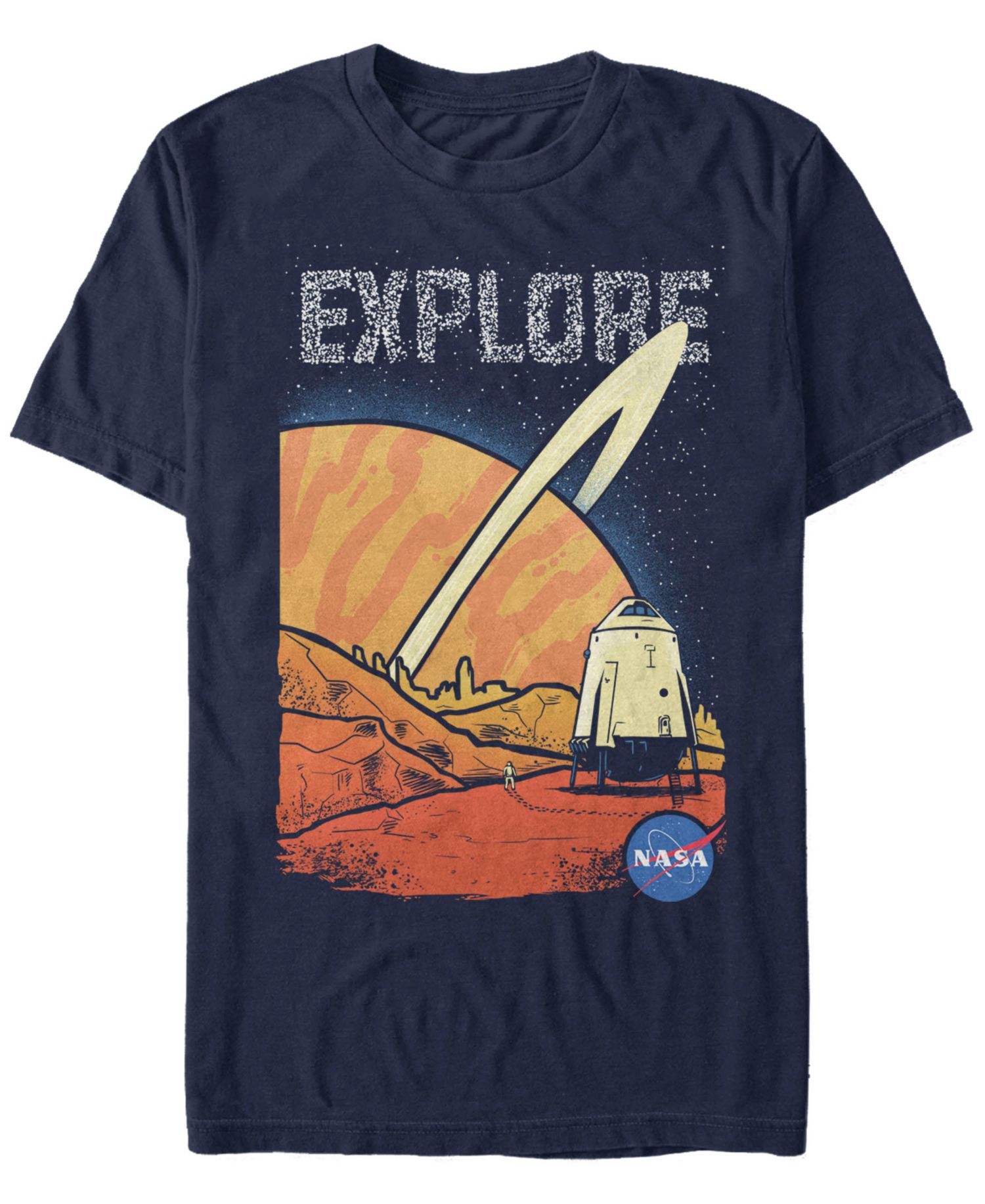 NASA Men's Distorted Explore Space Logo Short Sleeve T-Shirt