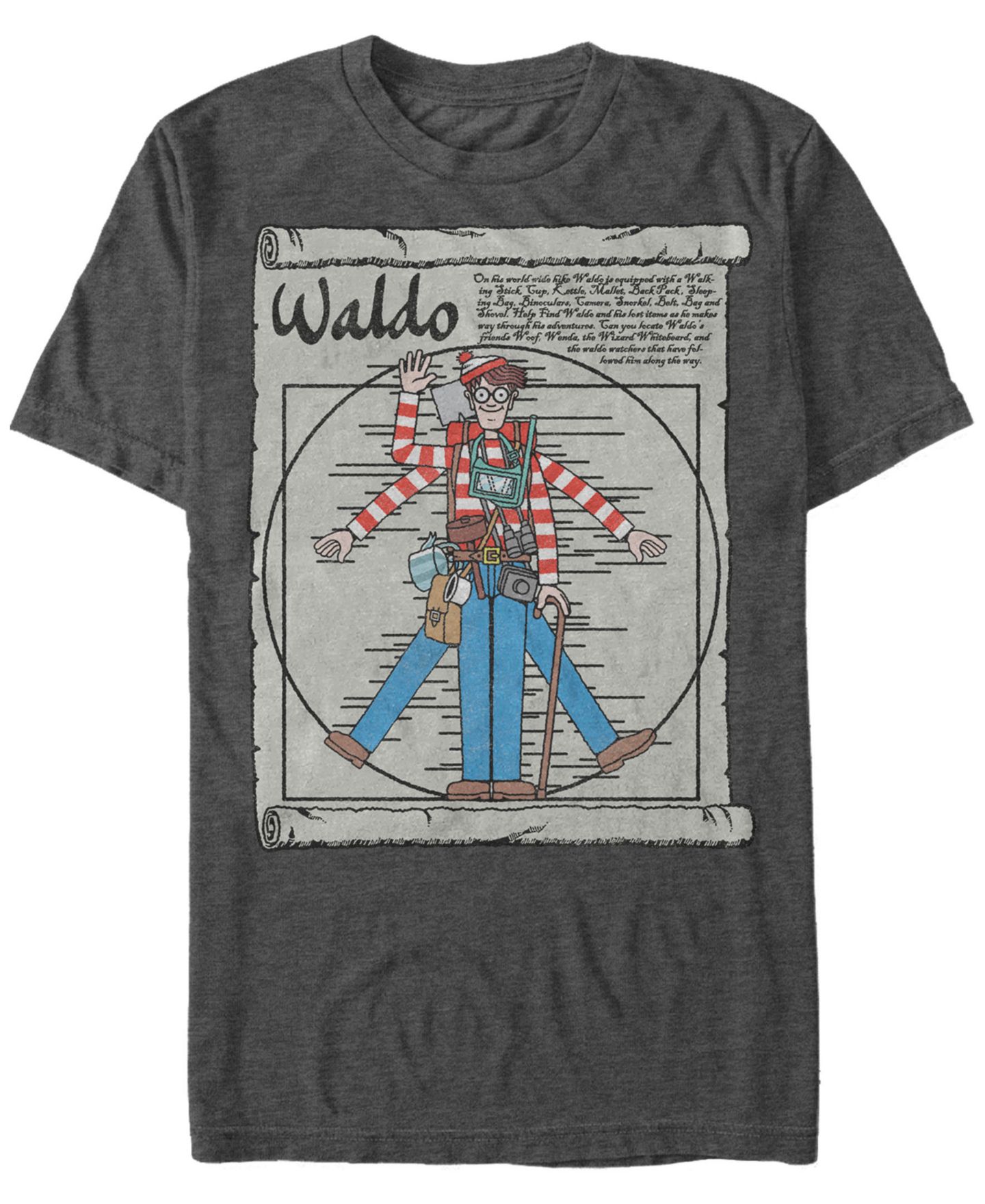 Мужская футболка Fifth Sun Where's Waldo? Vitruvian Waldo Short Sleeve, цвет: Угольный — фото 1