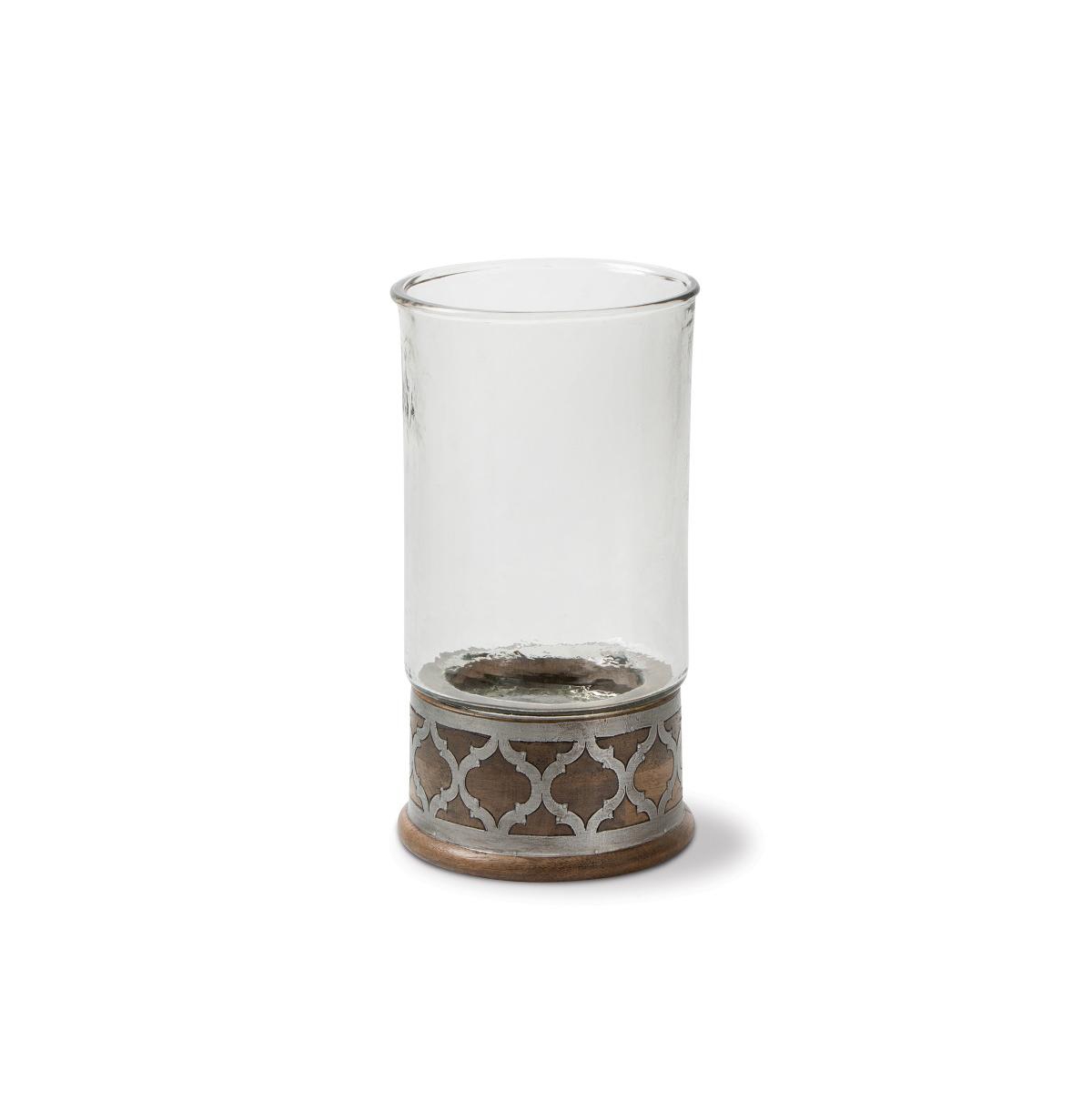 The Gg Collection Wood And Inlay Metal Heritage Collection 15.5-inch Tall Candleholder In Brown
