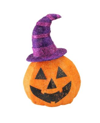 Northlight Battery Operated Lighted Sisal Jack-O-Lantern with A Witches ...