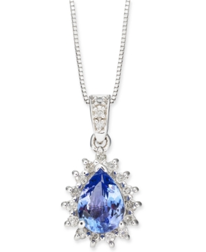 image of Tanzanite (1-1/10 ct. t.w.) & Diamond (1/4 ct. t.w.) Teardrop Halo 18