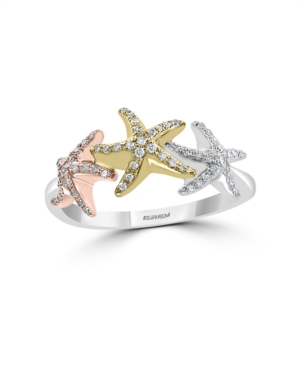 image of Effy Diamond (1/4 ct. t.w.) Seastar Ring in 14k Multi Gold