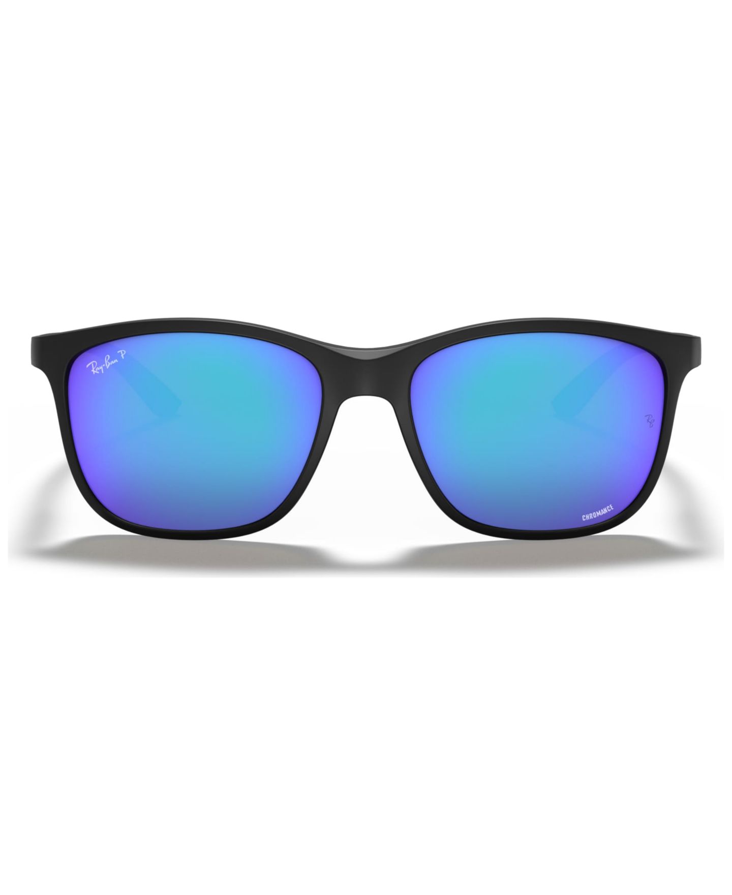 Женские солнцезащитные очки Ray-Ban Chromance Polarized Sunglasses, RB4330CH 56, цвет: Песочный чёрный / Зелёный синий — фото 1