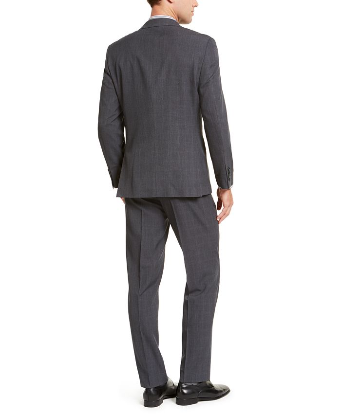 Nautica Men's Modern-Fit Bi-Stretch Dark Gray Windowpane Suit - Macy's