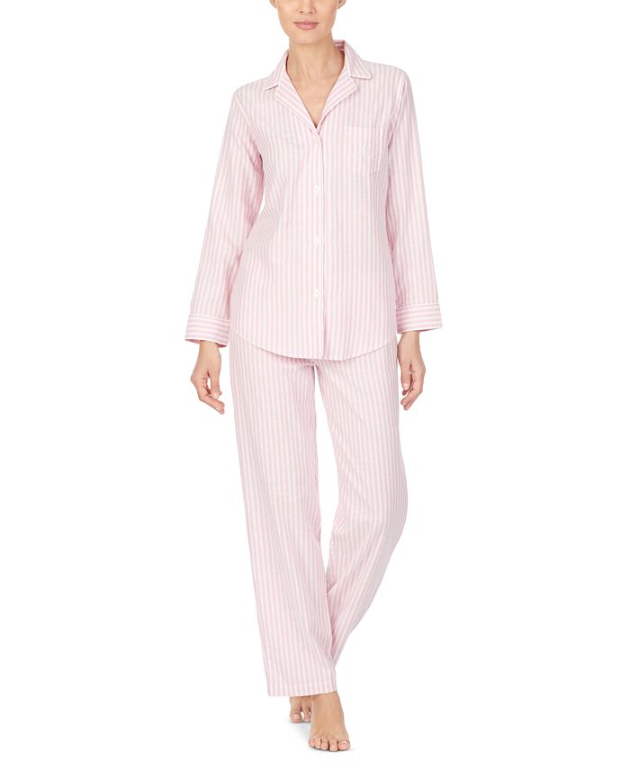 Lauren Ralph Lauren Petite Striped Herringbone Pajamas Set - Macy's
