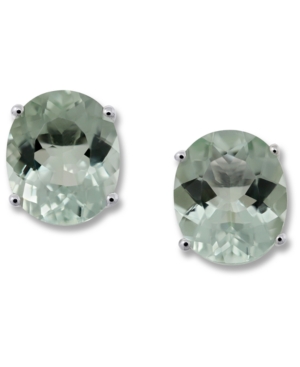 image of Aquamarine (1-3/4 ct. t.w.) & Diamond (1/20 ct. t.w.) Stud Earrings in 14k White Gold