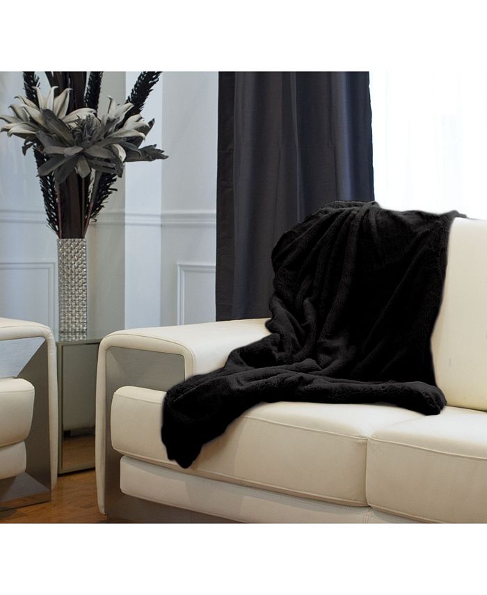 Luxe Faux Fur FAUX FUR THROW 50" X 60" LINEAR OFF WHITE Macy's