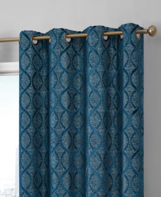 HLC.ME Versailles Lattice Flocked 100% Complete Blackout Thermal Insulated Window Curtain Grommet Panels, Energy Savings & Soundproof - Set of 2