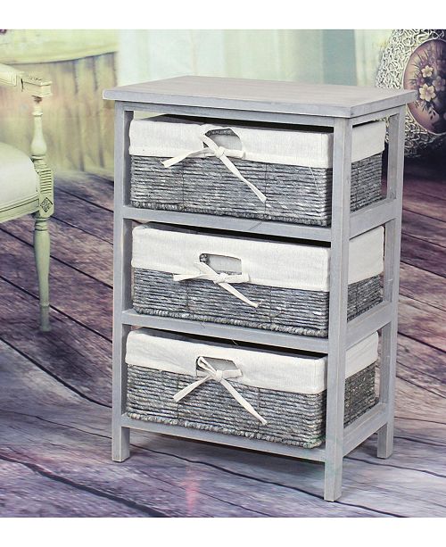 Vintiquewise Wooden Storage Cabinet Chest With Maize Basket Style Drawers Reviews Cleaning Organization Home Macy S
