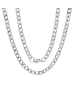 Steeltime Men's Stainless Steel Accented 6mm Cuban Chain 24" Necklaces In Silver