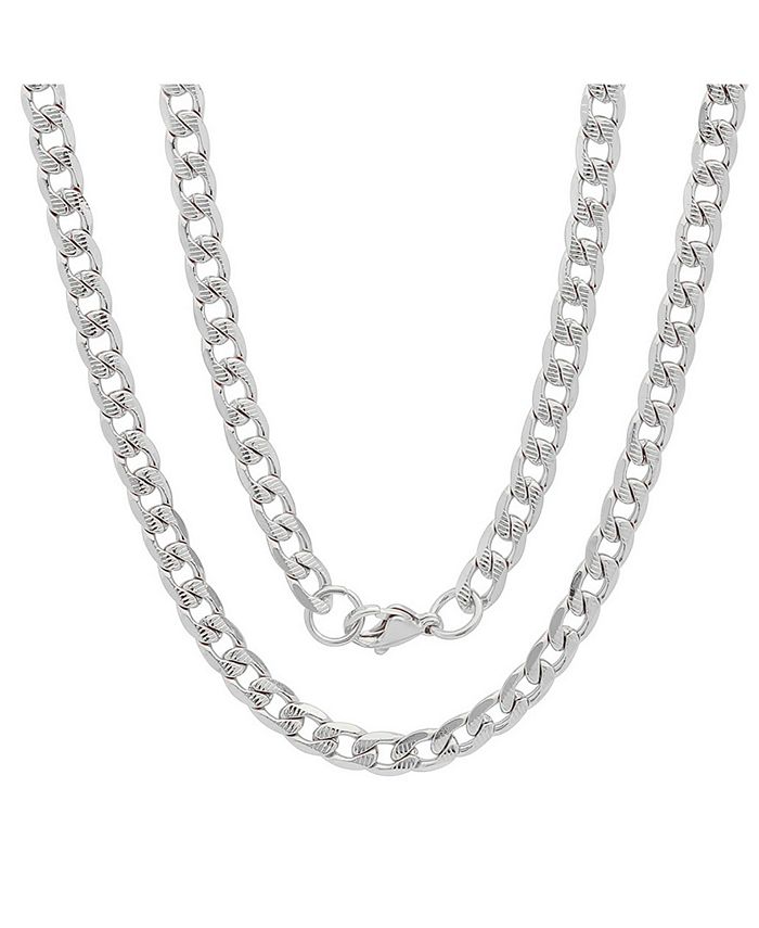 6 mm Silver-Tone Stainless Steel Cuban Chain Necklace