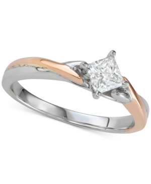 image of Diamond Princess Twist Engagement Ring (1/2 ct. t.w.) in 14k White & Rose Gold