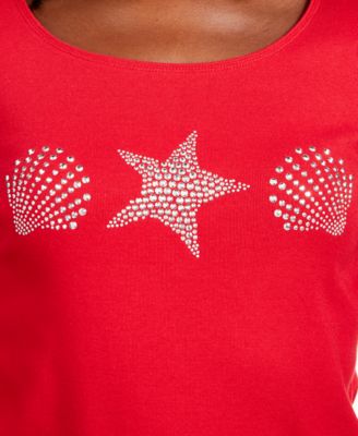 Karen Scott Studded Seashell Top, Created for Macy's