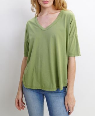elbow sleeve v neck t shirts