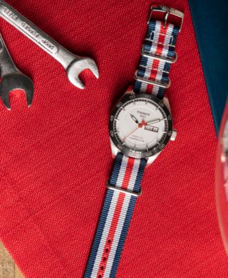 Tissot LIMITED EDITION Swiss T-Sport Powermatic 80 Red, White & Blue Fabric Strap Watch 42mm, Created for Macy's