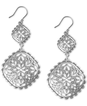 image of Lucky Brand Silver-Tone Geometric Openwork Statement Earrings