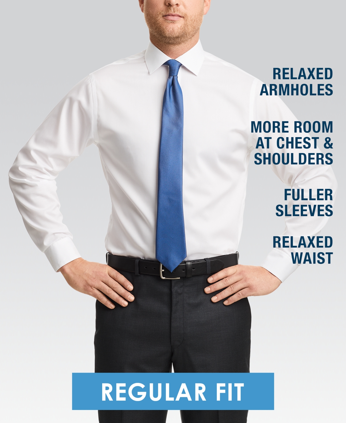 Shop Van Heusen Men's Big & Tall Classic/regular Fit Wrinkle Free Poplin Solid Dress Shirt In Grey