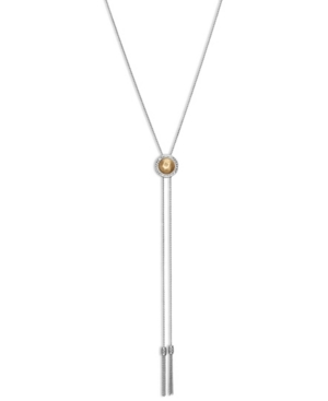 image of Lucky Brand Two-Tone Hematite-Pave & Chain Tassel Reversible Lariat Necklace, 33