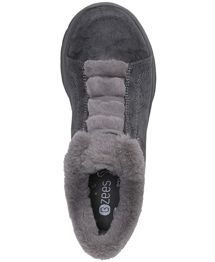 bzees golden fur trim washable slip on sneakers
