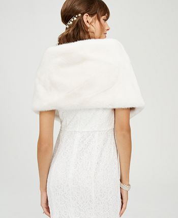 faux fur embellished shawl