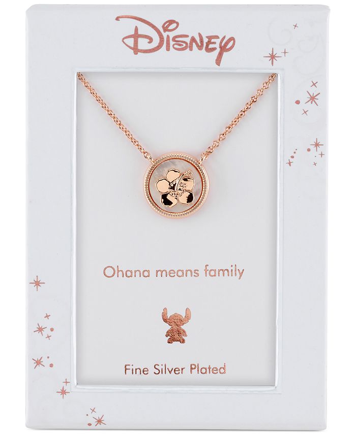 Disney Lilo and Stitch MotherofPearl Pendant Necklace in Rose Gold