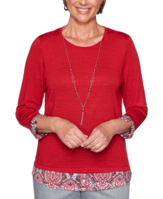 Alfred Dunner - Plus Size Well Red Layered-Look Top