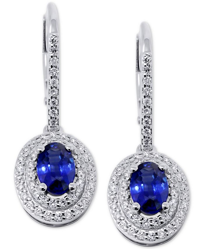 Macy's Sapphire (1-1/10 ct. t.w.) & Diamond (3/8 ct. t.w.) in 14k White ...