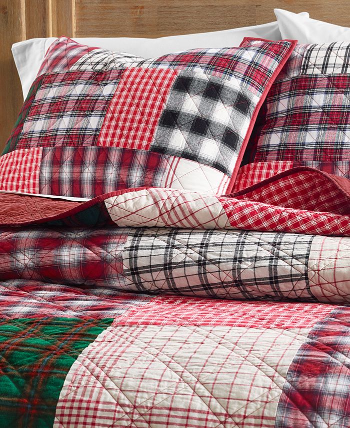 Martha Stewart Collection Holiday Patchwork King Quilt, Created for