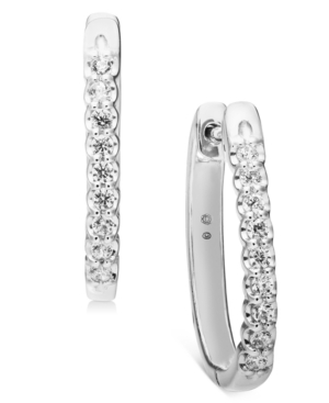 image of Diamond Small Hoop Earrings (1/4 ct. t.w.) in 10k White Gold (Also available in 10k Gold), .75