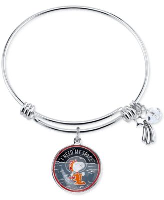 Peanuts - Astronaut Snoopy Charm Bangle Bracelet in Stainless Steel