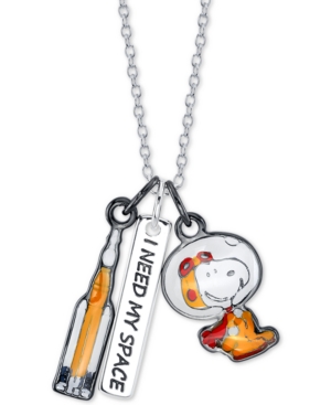 image of Unwritten Astronaut Snoopy Pendant Necklace in Fine Silver-Plate, 16