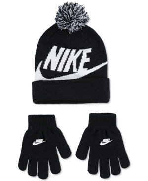 Nike 2-pc. Swoosh Beanie & Gloves Set, Big Boys In Black 14