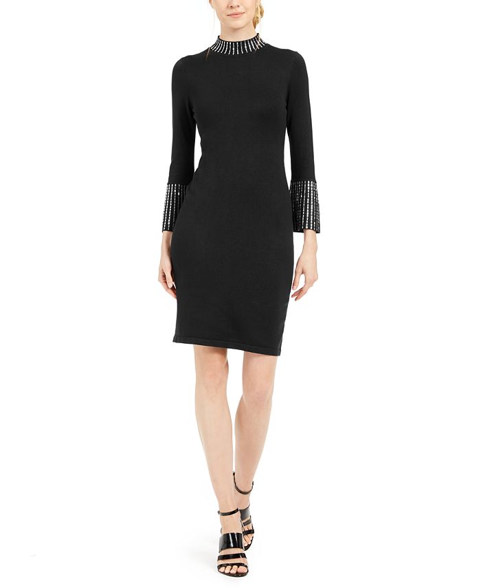 Calvin Klein Embellished Sweater Dress & Reviews - Dresses - Women - Macy's