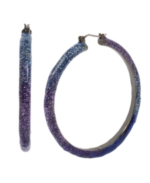 image of Betsey Johnson Large Glitter Ombre Hoop Earrings 2.1