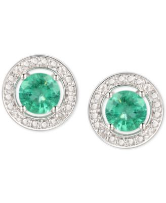 Sapphire (5/8 ct. t.w.) & Diamond Accent Stud Earrings in Sterling Silver (Also Available In Emerald and Ruby)