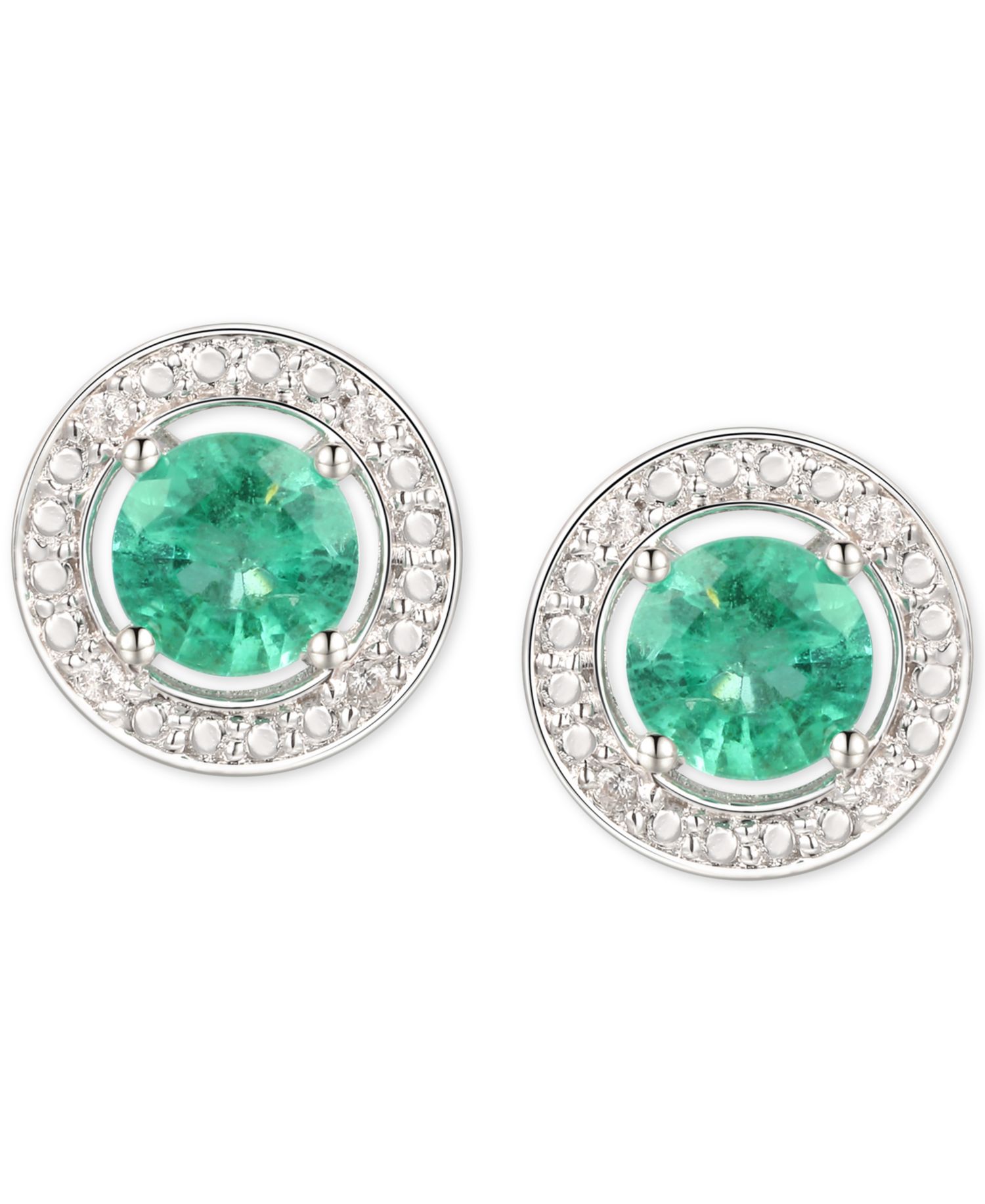 Sapphire (5/8 ct. t.w.) & Diamond Accent Stud Earrings in Sterling Silver (Also Available In Emerald and Ruby)