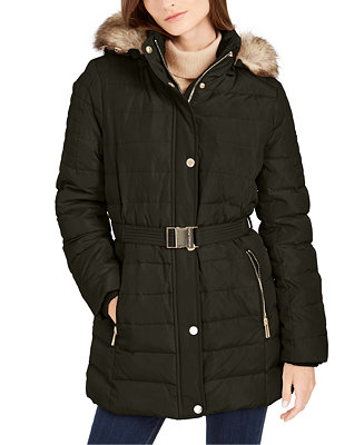Michael Kors Faux Fur Trim Hooded Down Coat, Created for Macy's - Macy's