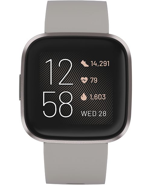 Fitbit Versa 2 Mist Gray Elastomer Strap Touchscreen Smart Watch 39mm ...