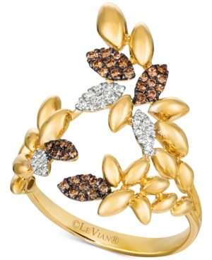 image of Le Vian Chocolatier Diamond Leaf Statement Ring (1/5 ct. t.w.) in 14k Gold