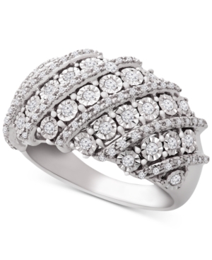 image of Diamond Diagonal Cluster Statement Ring (1/2 ct. t.w.) in Sterling Silver